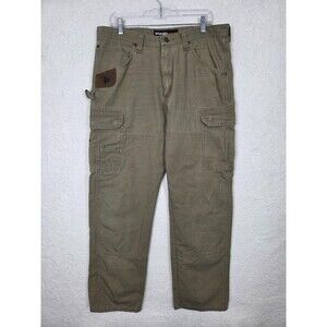 Wrangler RIGGS Workwear Pants Mens 36x32 Tag (36x31 Actual) Beige Cargo Ripstop